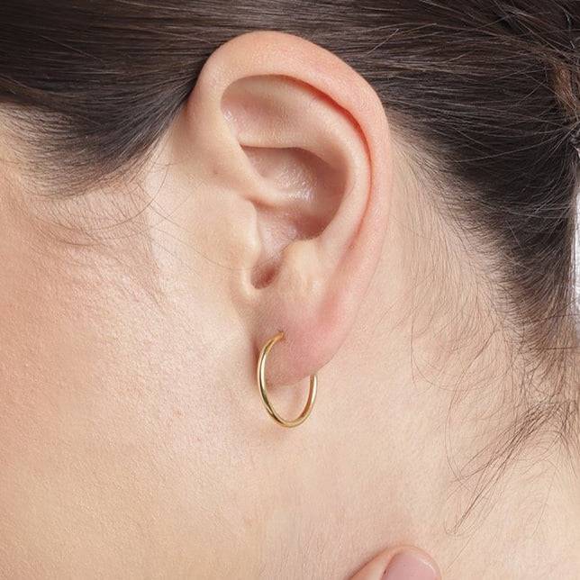 Gold Plated Round 925 Sterling Silver Hoops : EAR-20218