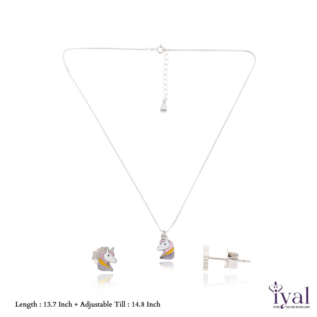 Adorable Unicorn 925 Silver Kids Chain Pendent Set(3+ Yrs) : KP-181