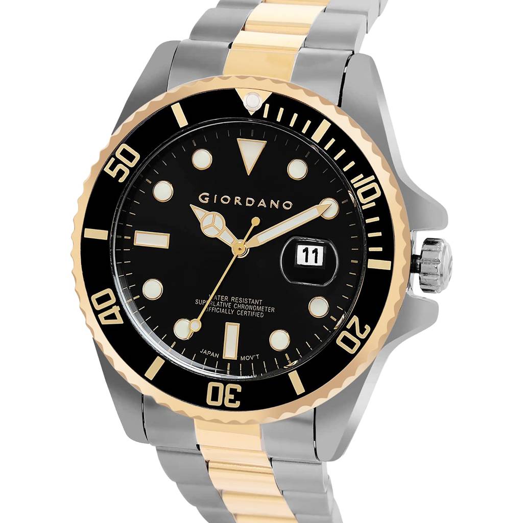 Analog Wrist Watch For Men Stylish Metal Strap With Water Resistant 3 Hand Mechanism Watch : GD-50006-55