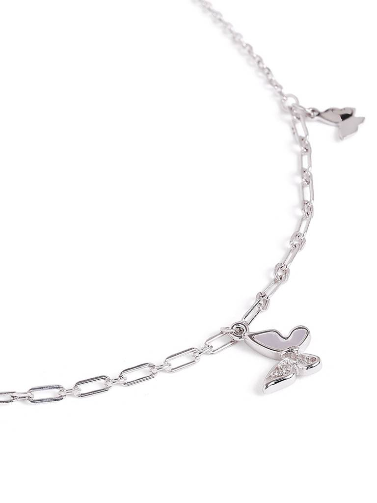 Silver Chain Butterfly Drop Adjustable Anklet : WAN00035