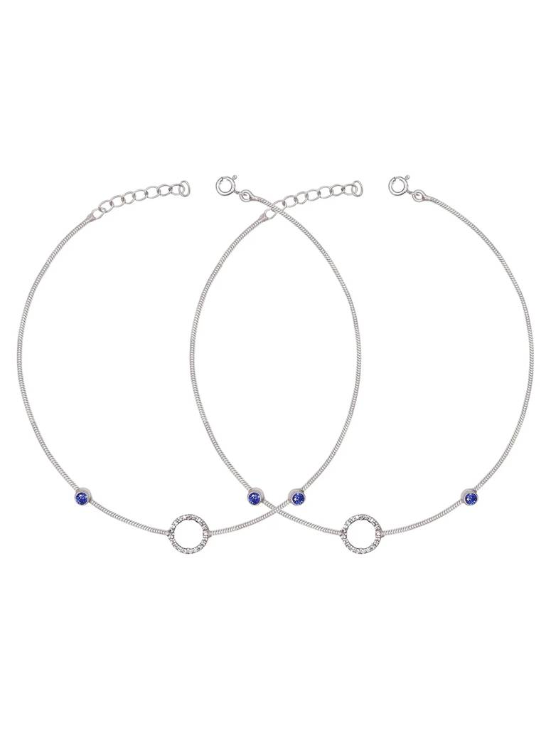 Silver Anklet With Round Zircon Motif : U080SO08LA0320