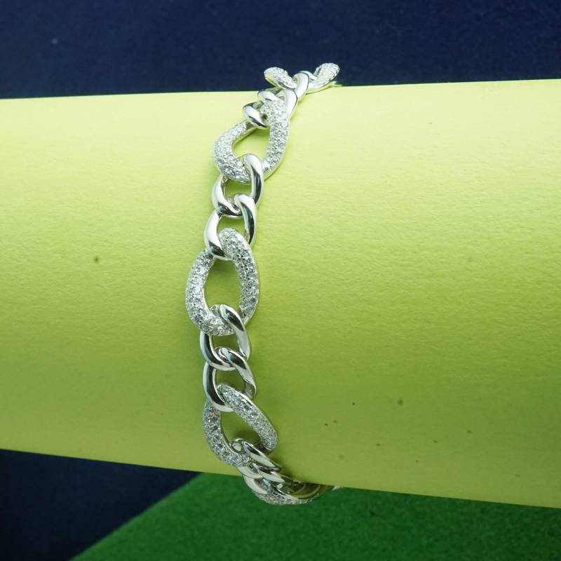 925 Sterling Pure Silver Simple Elegant Curb Chain Bracelet | : BR1058