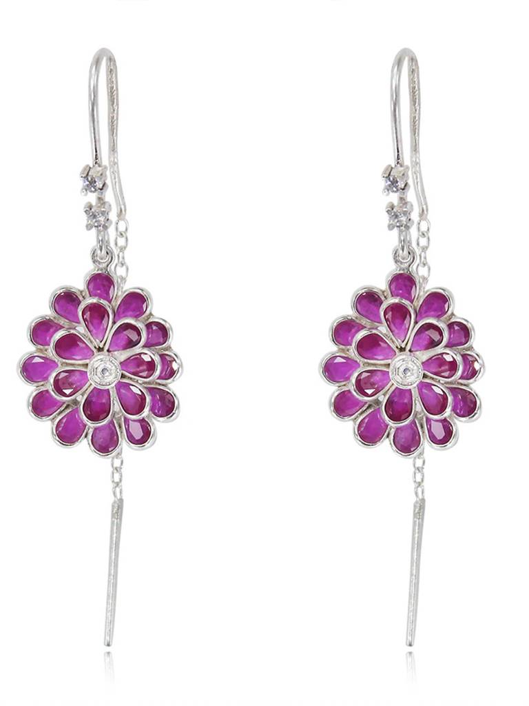 Silver Red Sui Dhaga Earring : U080SO006E0958