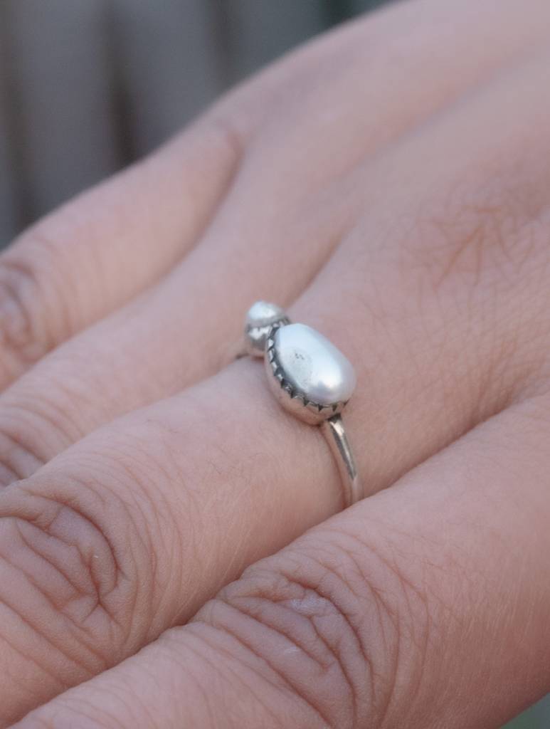 925 Sterling Silver Pearl Ring For Women Handmade Gemstone Ring Adjustable Statement Jewelry Birthday Gift : FU-1065