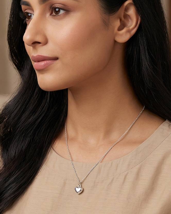 925 Silver Pure Heart Necklace : IS-NC-PC-1189