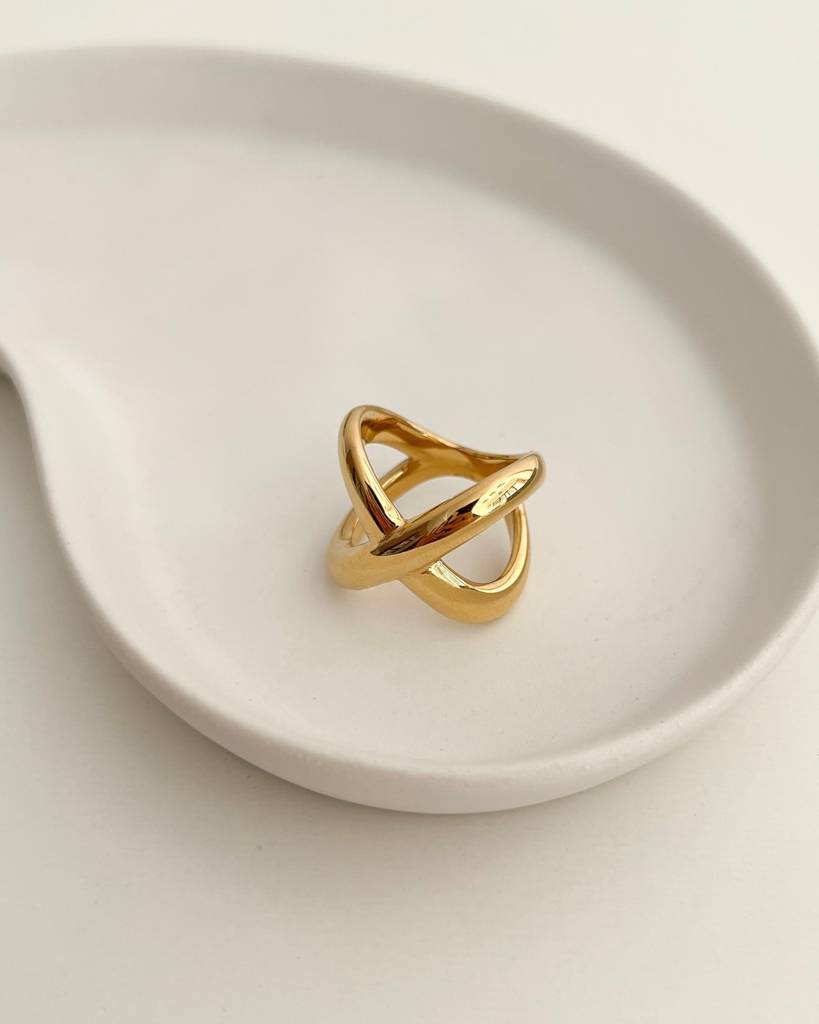 18K Gold Plated Statement Chunky Inez Ring : R40Size6