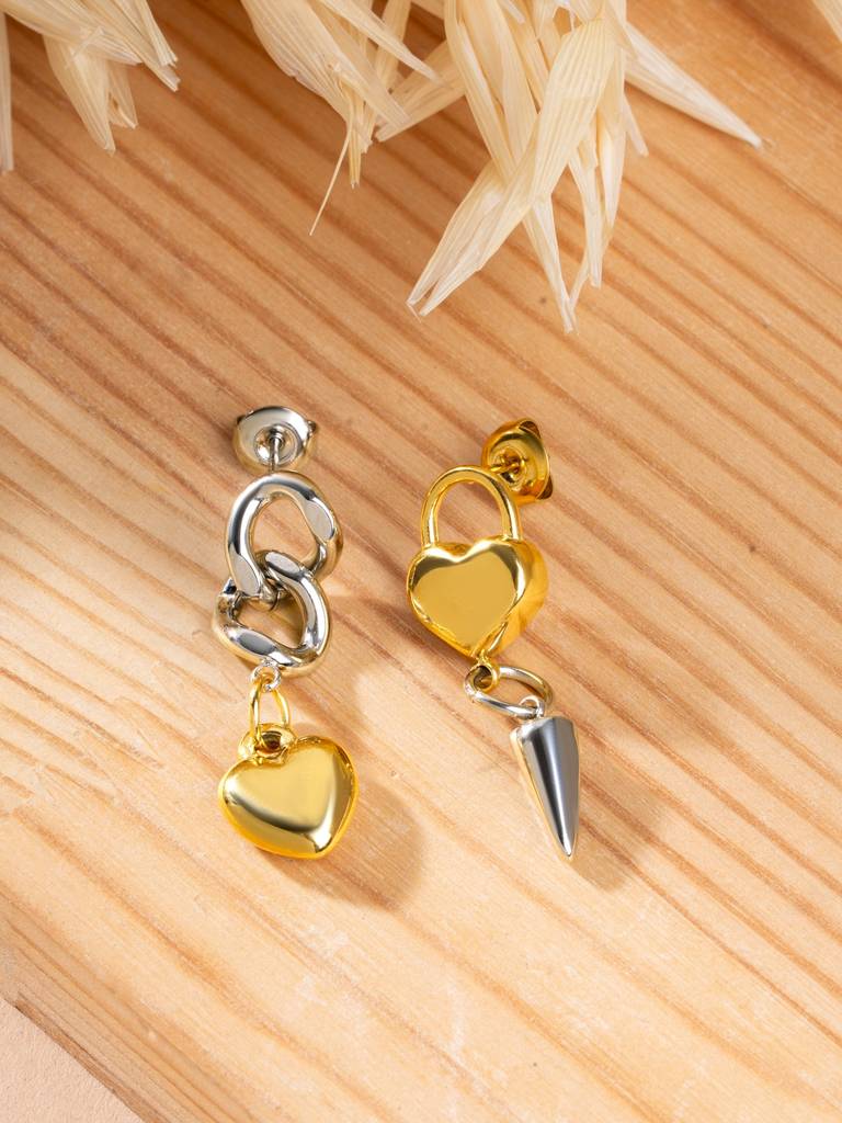 Palmonas Lovely Heart Mismatched Dangle Earring For Women - Waterproof & Anti-Tarnish : ER0220