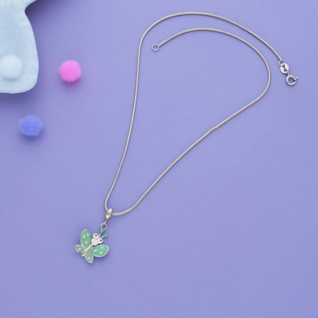Iyal Blue Pixie Butterfly 925 Silver Kid Pendant (3+ Yrs) : KP-KP-RH-A-154-S