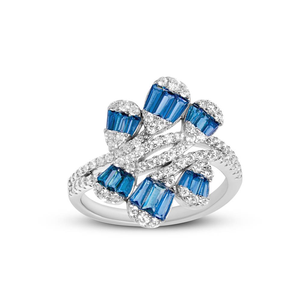 Regal Diamond Silver Ring : R041-WH-S-10