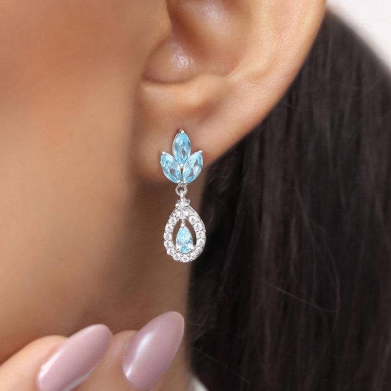 Teardrop Rhodium Plated 925 Sterling Silver Earrings : EAR-20864-R