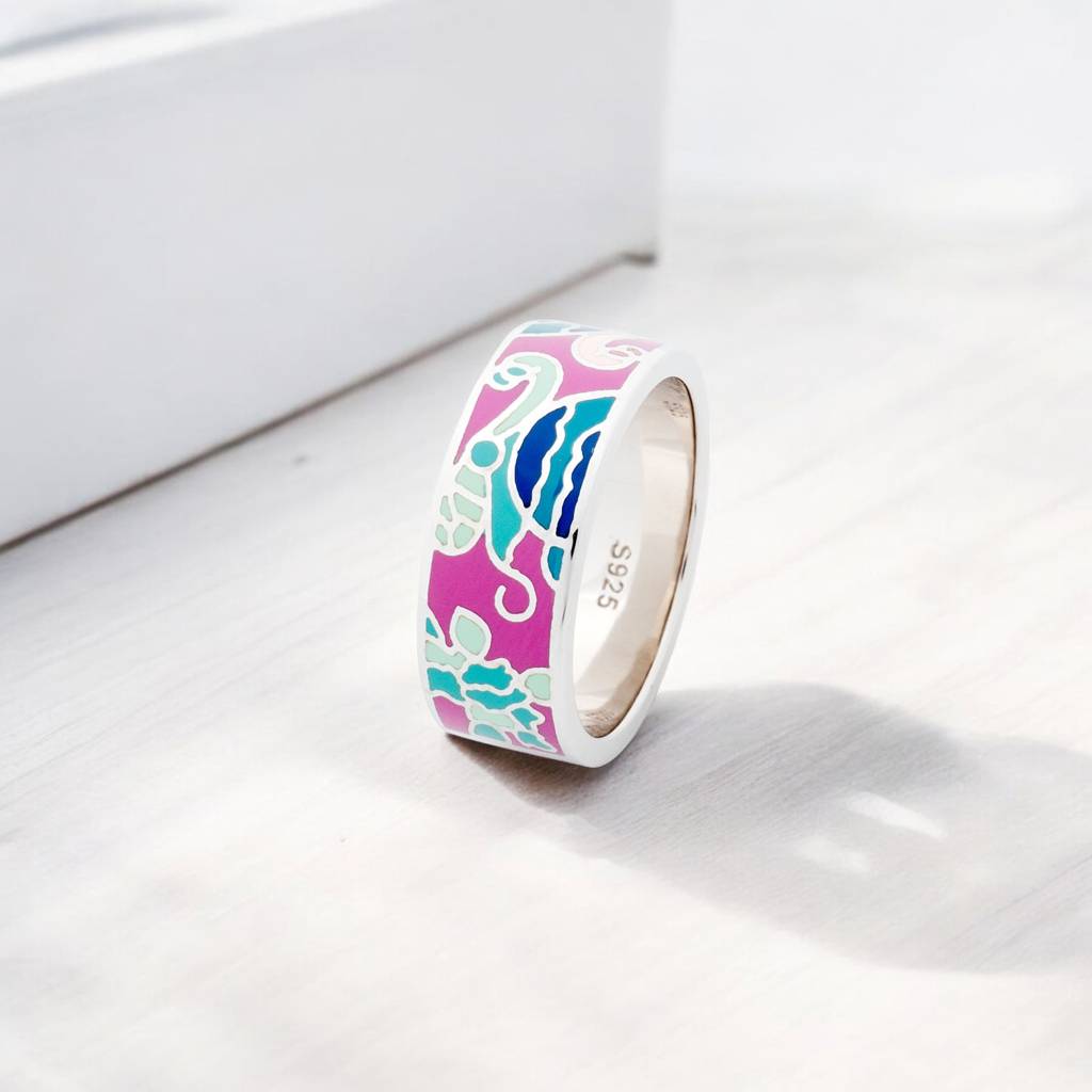 925 Silver Colour Oasis Enamel Ring : HP-RG-SSS-04-14