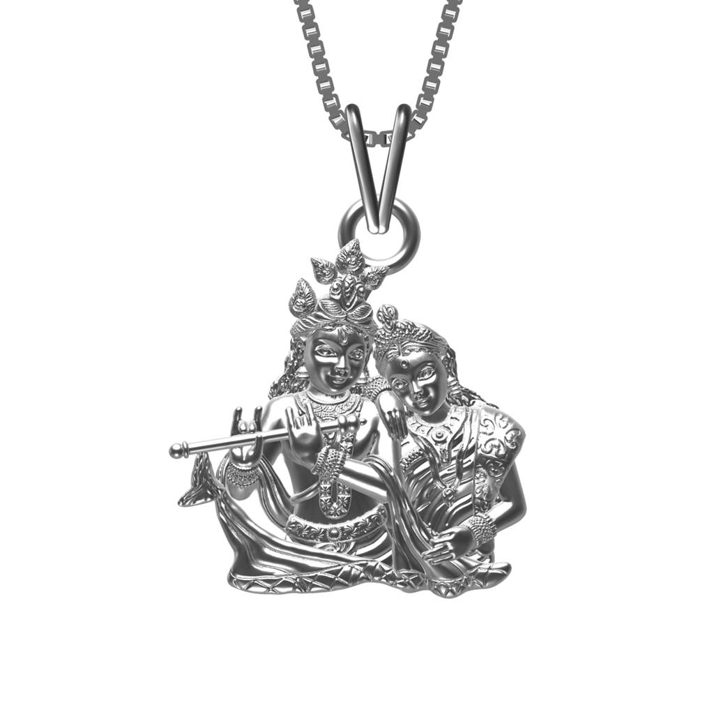Silver Lord Radha Krishna Love Silver Pendant : ZLGDP-1008