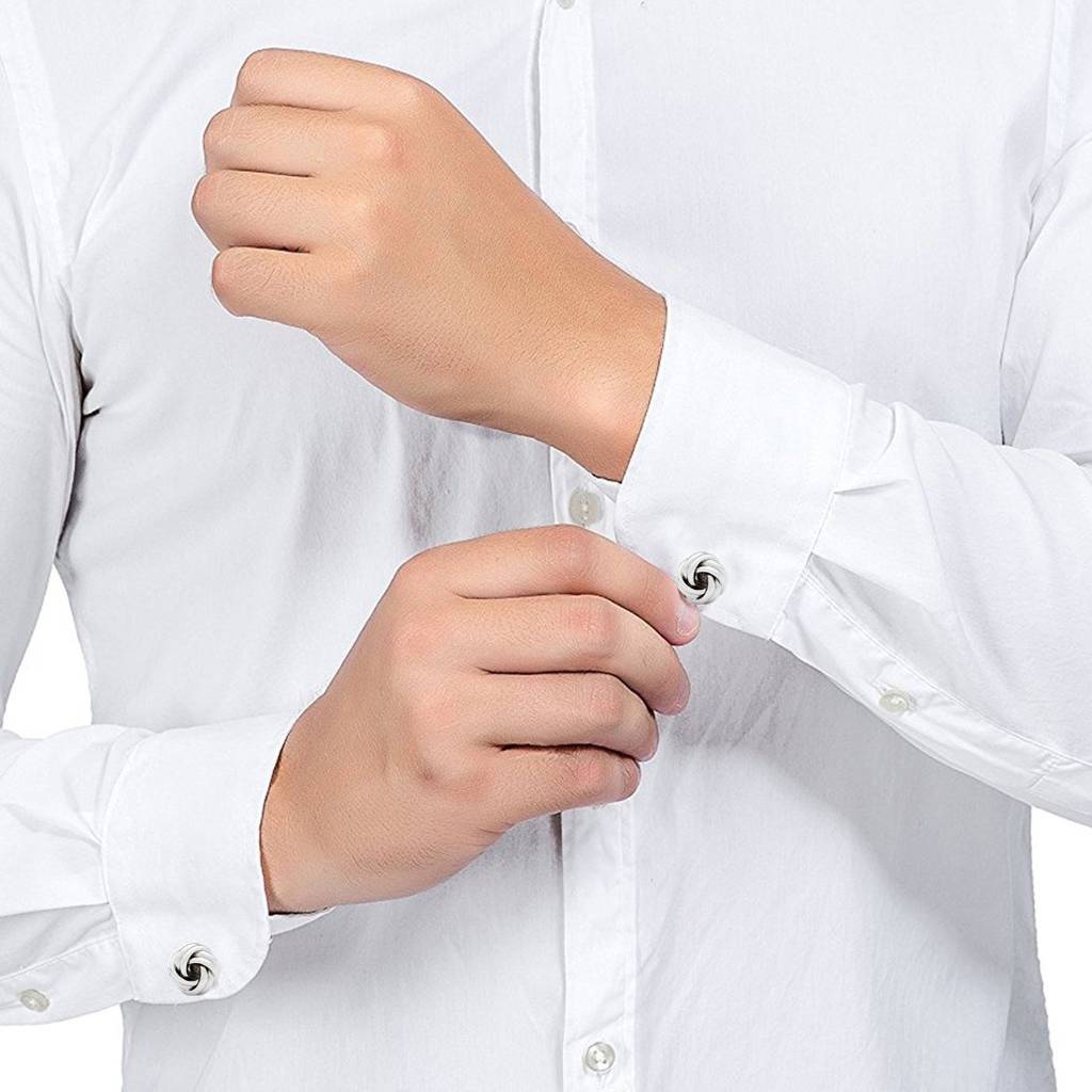 Classic Silver Knot Cufflinks Set Office Formal Wedding Shirt Jewellery For Men Business Corporate Gift : PX9CL07S