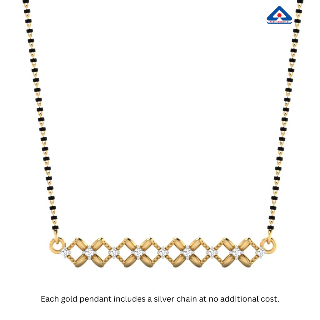 Certified Natural Diamond 18K Real Gold Dharini Mangalsutra Pendant : M-0193YG