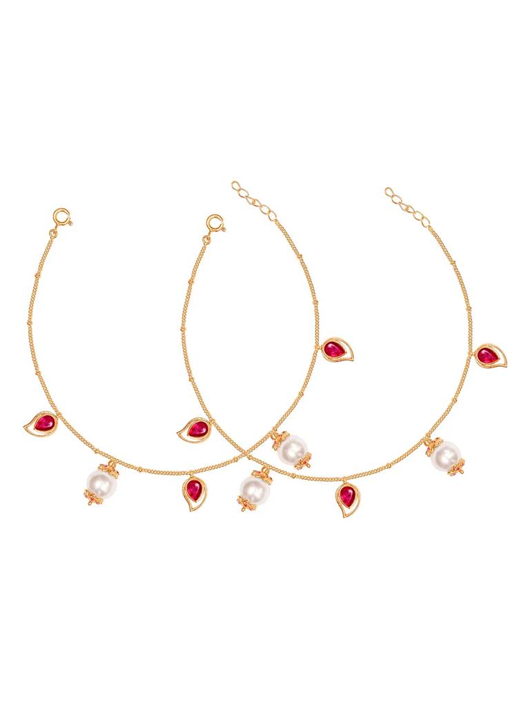 Silver Swarovski Pearl Anklet : U080SG020LA0760