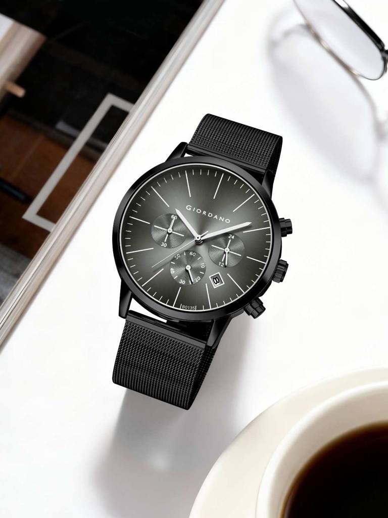 Giordano Formal Chronograph Watch For Men With Round Dial, Mesh Metal Strap, And Date Display : GZ-50183-11