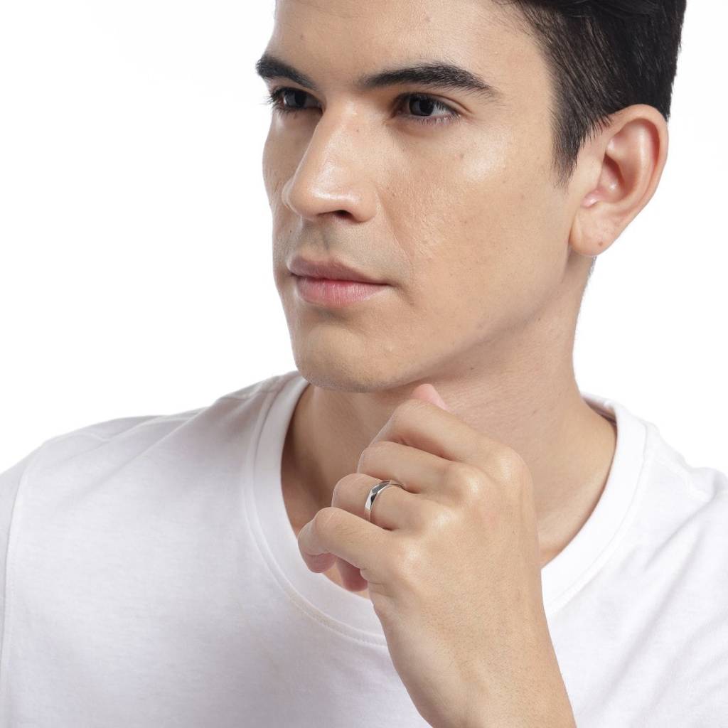 Pure Elegance Rhodium-Plated 925 Sterling Silver Men'S Classic Ring (Adjustable) : M-RNG-40282-R
