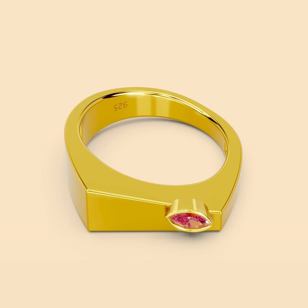 Gold Vermeil Vow Ring | Pure Silver With The Thickest Gold Layer : TSRI-VOW-17-22K-70115