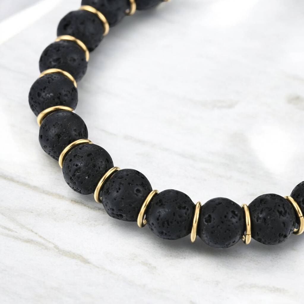 Black Lava Stones Bracelet : CL-BR-MN-01