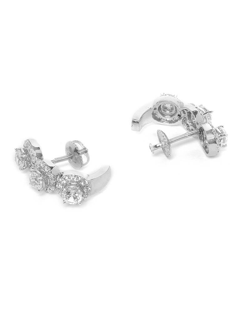 925 Sterling Silver Swiss Zirconia Hoop Noelle Earring With Screw Back Gift For Women And Girls : CSWZHDE9