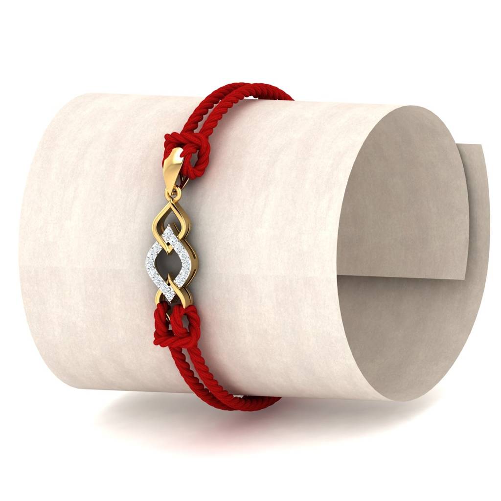 9K Yellow Gold Tangled Diamond Rakhi Cum Pendant : RA2071_9K