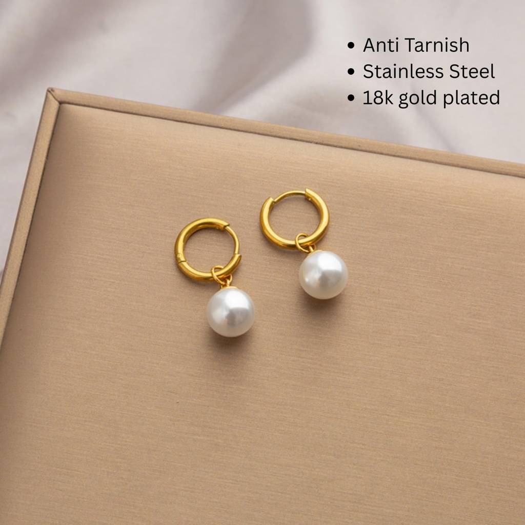 Ring Pearl Hoop Earring : ER_SS_RingPrl_Gld