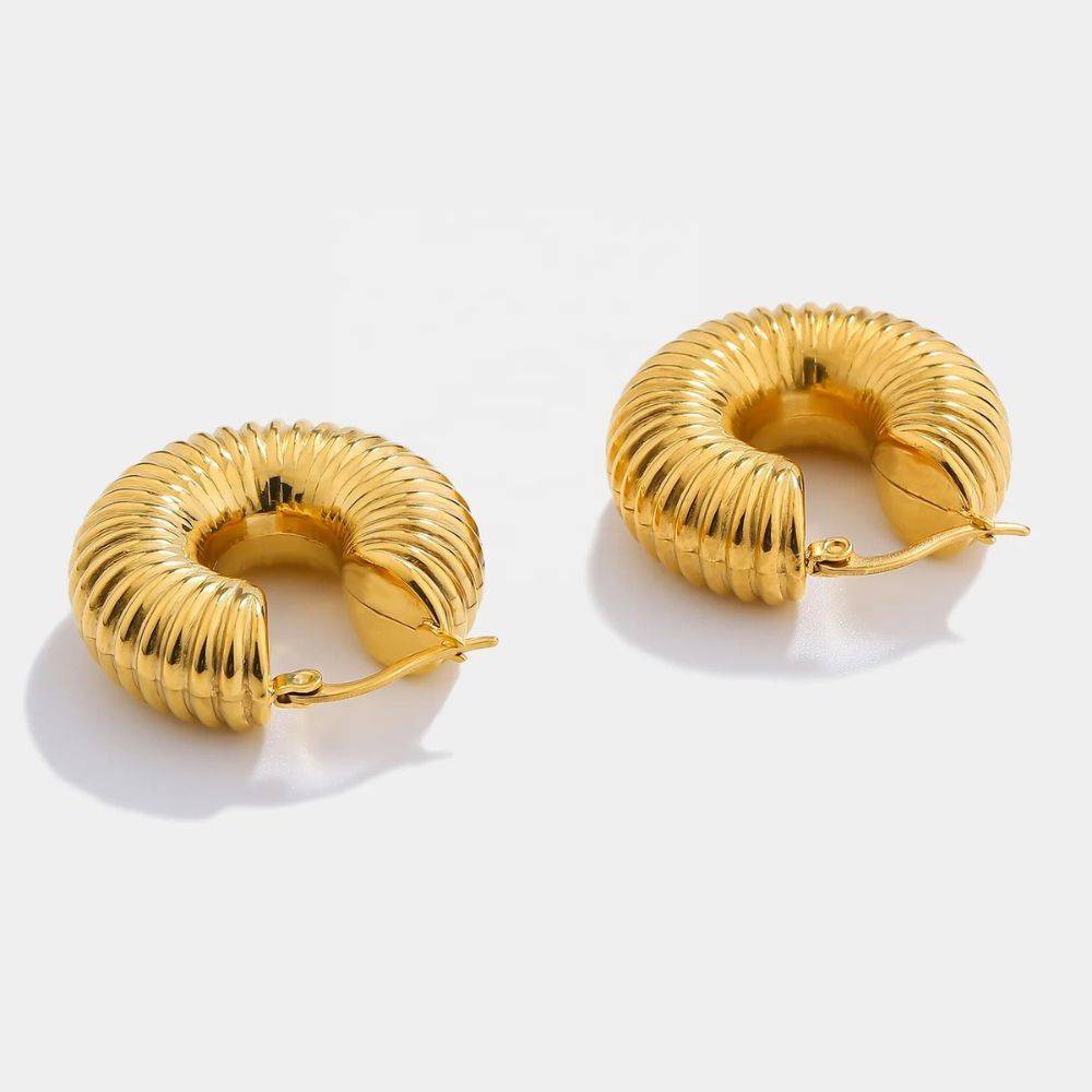 18Kt Gold Plated Chunky Croissant Hoop Earrings, Gigi : INGIGI