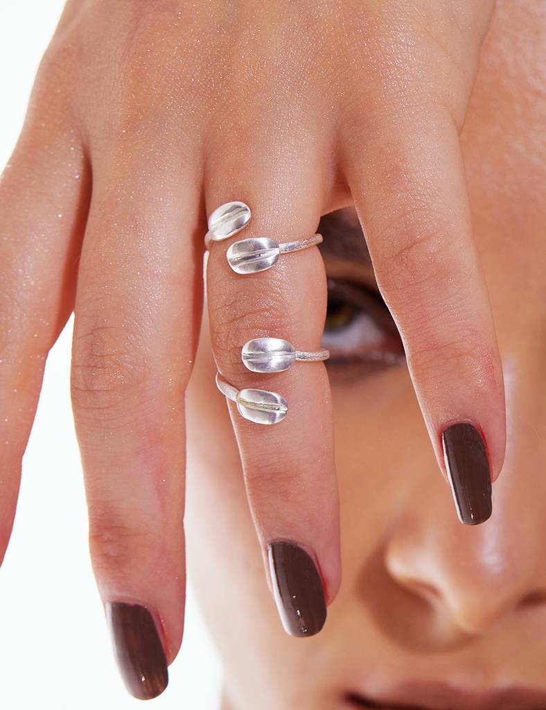 Silver Double Bean Ring : CF11EA