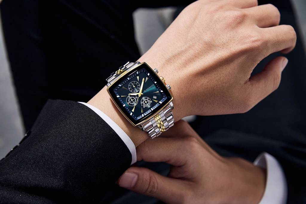 Giordano Multi Function Watch For Men With Square Dial, Stainless Steel Strap And Date Display : GZ-50138-44