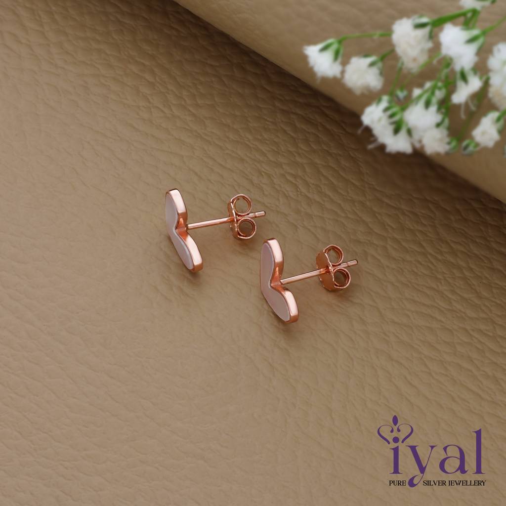 Pure Heart Rose Gold Polish 925 Silver Stud : ES-6