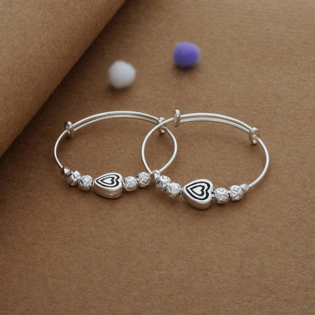 Iyal Tiny Hug Silver Kid Bangles (0-6 Yrs) | 925 Hallmark | Adjustable | Everyday Wear : KB-CC-RH-A-291-P