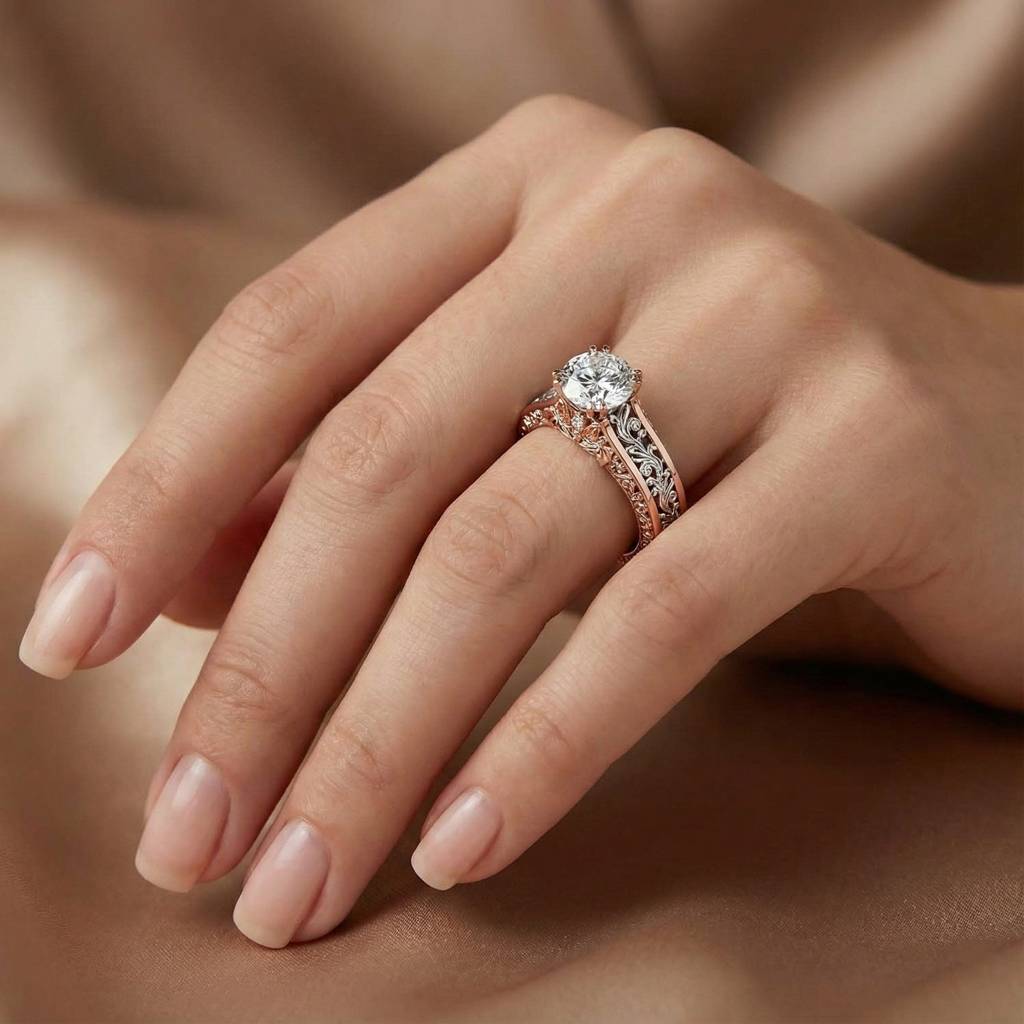 Nature Inspired Diamond Cut Cz Solitaire Ring For Women Girls : PX8R54-7