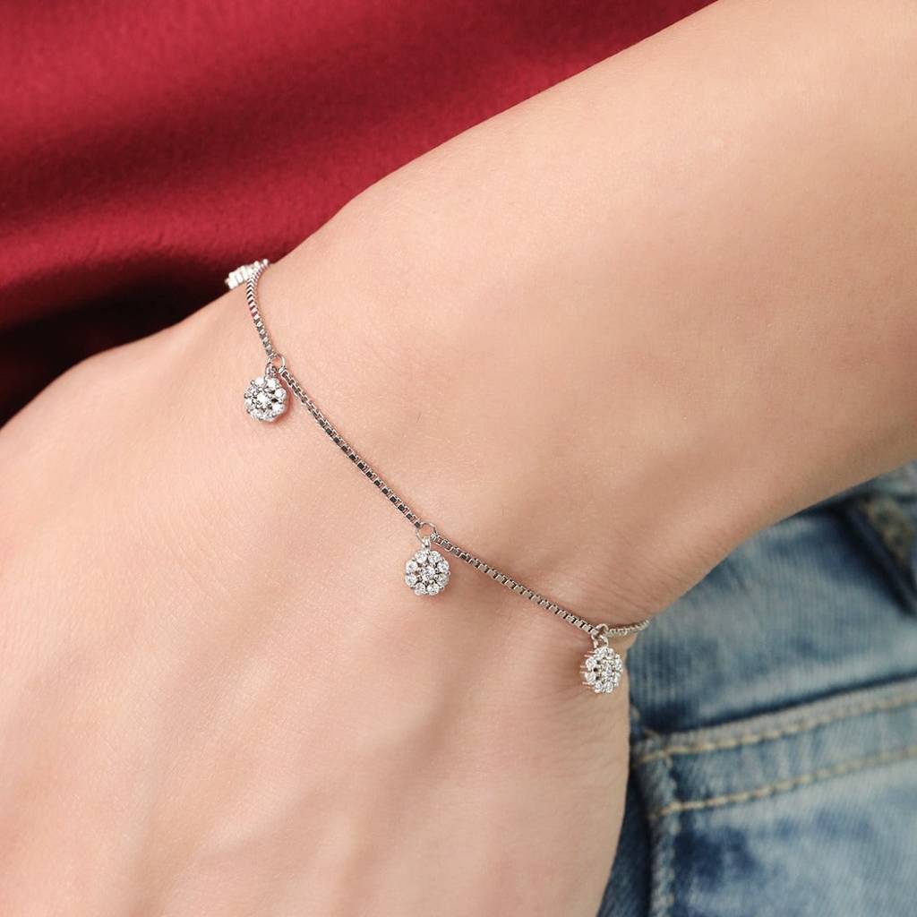 Eternal Circles 925 Sterling Silver Rhodium-Plated Circle Bracelet : BR-80242-R