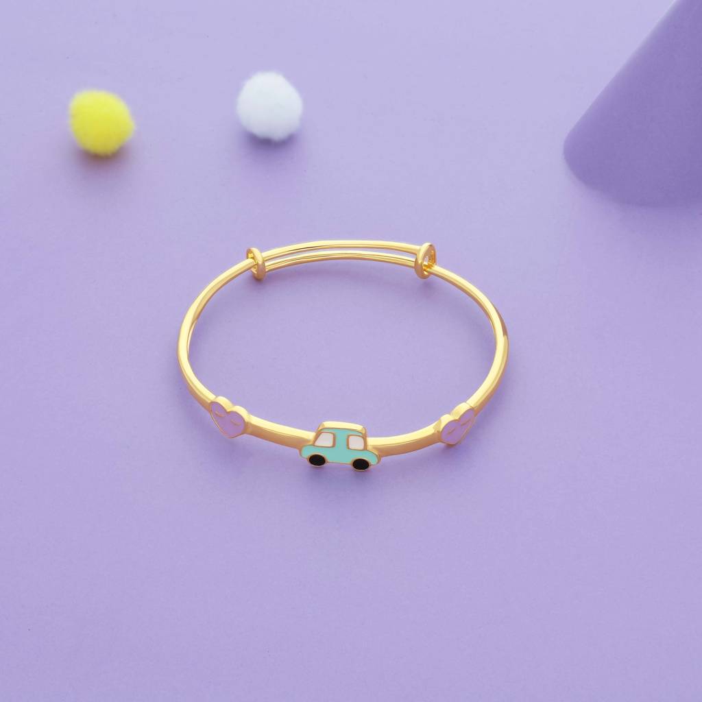 Lovely Mini Ride Gold Polish 925 Kid Silver Bangles (0–5 Yrs) : KB-CC-GO-U-121-P