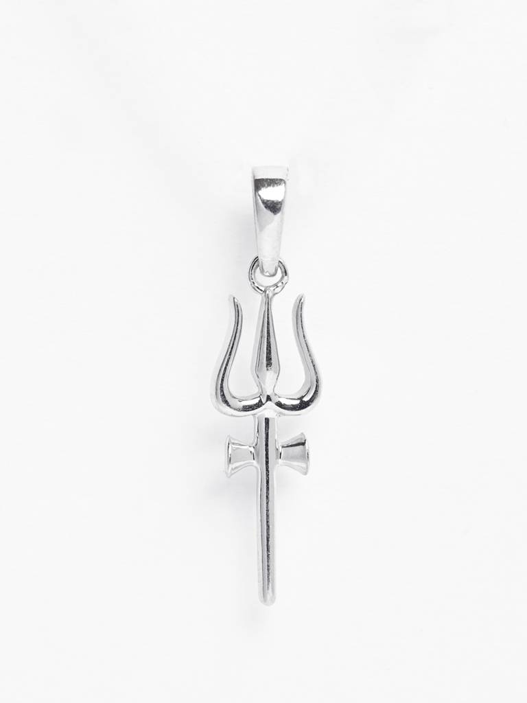 925 Silver Platinum Plated Religious Shiva Trishul Men Pendant Without Chain Gift For Men & Boys : CSMNP17_NOCHAIN