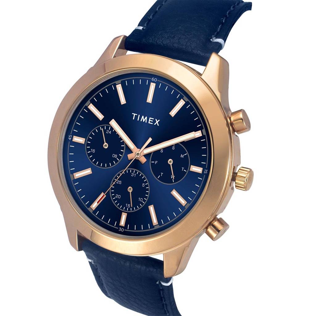 Timex Round 45Mm Blue Dial Analog Men Watch - Tweg185Smu07 : TWEG185SMU07