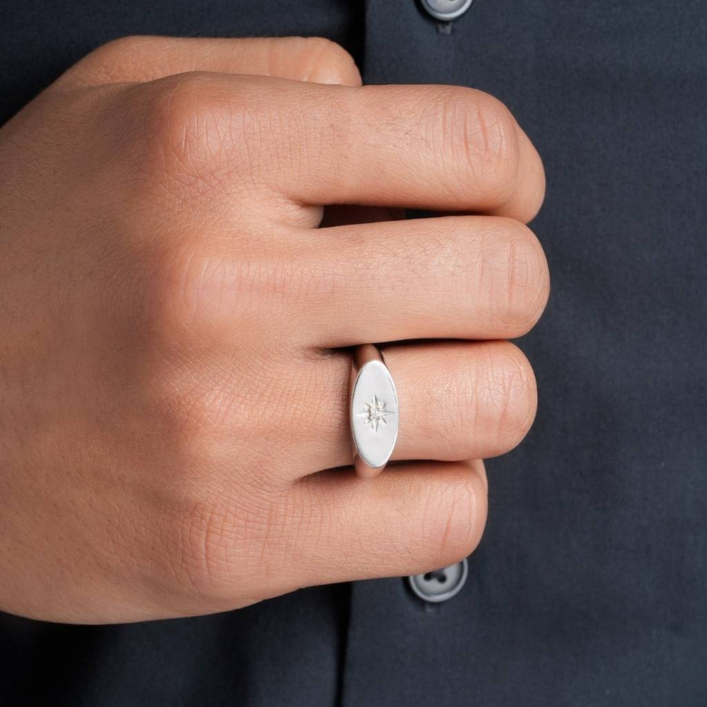 Classic Rhodium Plated 925 Sterling Silver Men'S Ring : M-RNG-40407-R