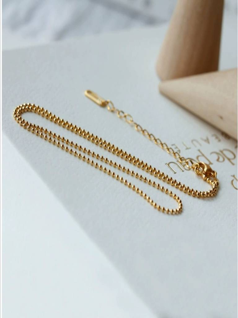 Round Chain Necklace 18K Gold Plated Anti-Tarnish Waterproof : AFC0725N61G