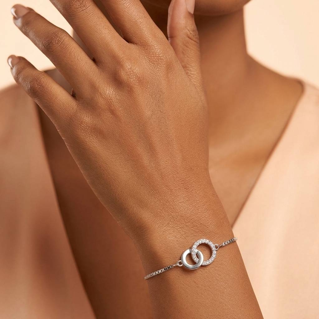 Interlocking Circles Box Chain Bracelet : BR1142