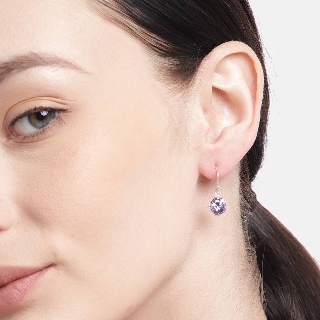 Whispering Elegance Silver Dangle Earrings Adorned With Cubic Zirconia : EAR-20391