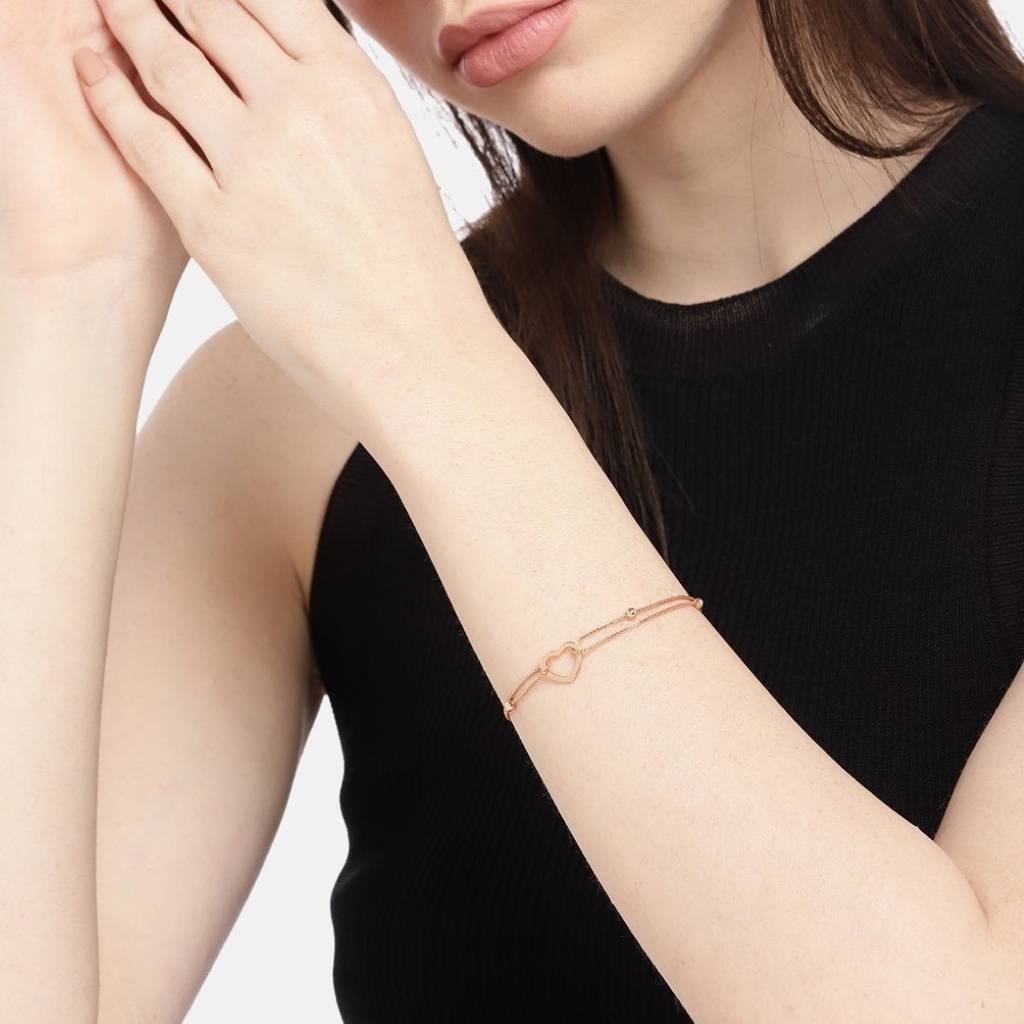 Heartfelt Affection Rose Gold-Plated 925 Sterling Silver Bracelet : BR-80270-RG