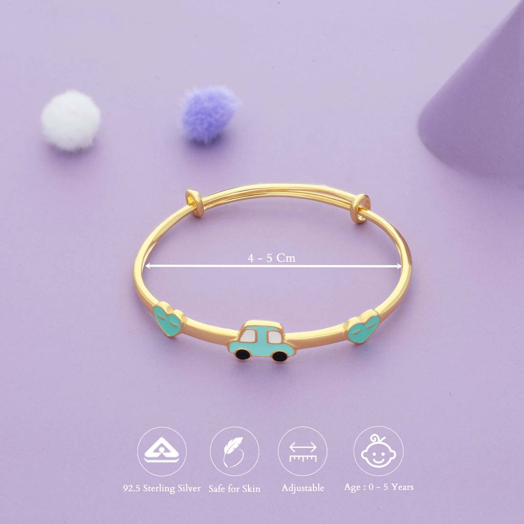 Iyal Lovely Drive Silver Adjustable 925 Kid Bangles (0-5 Yrs) : KB-CC-GO-U-122-P