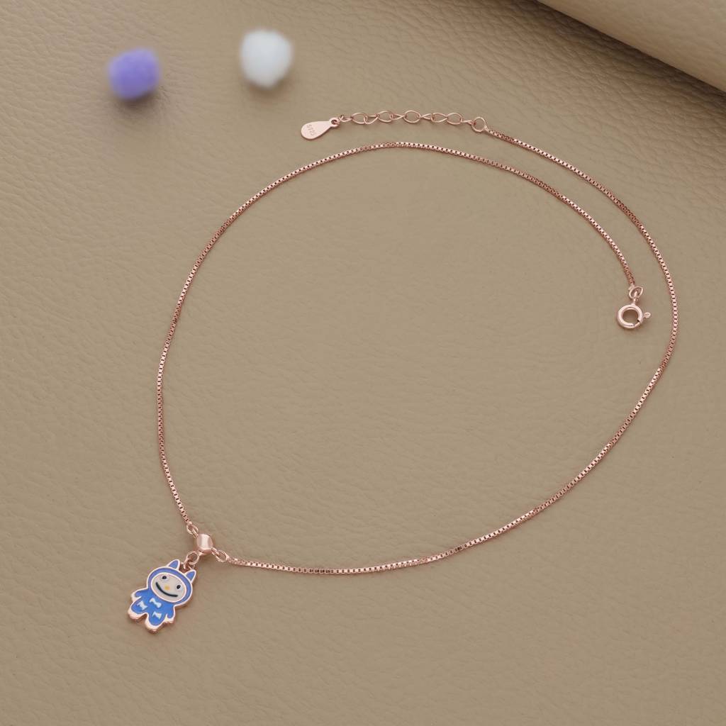 Iyal Blueberry Bear Rose Gold Polish Silver Kids Pendant (3+ Years) | 925 Hallmark | Festive Wear Gift : KP-KP-RG-U-124-S