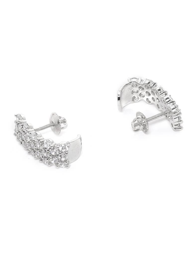 925 Sterling Silver Swiss Zirconia Hoop Amelie Earring With Screw Back Gift For Women And Girls : CSWZHDE19