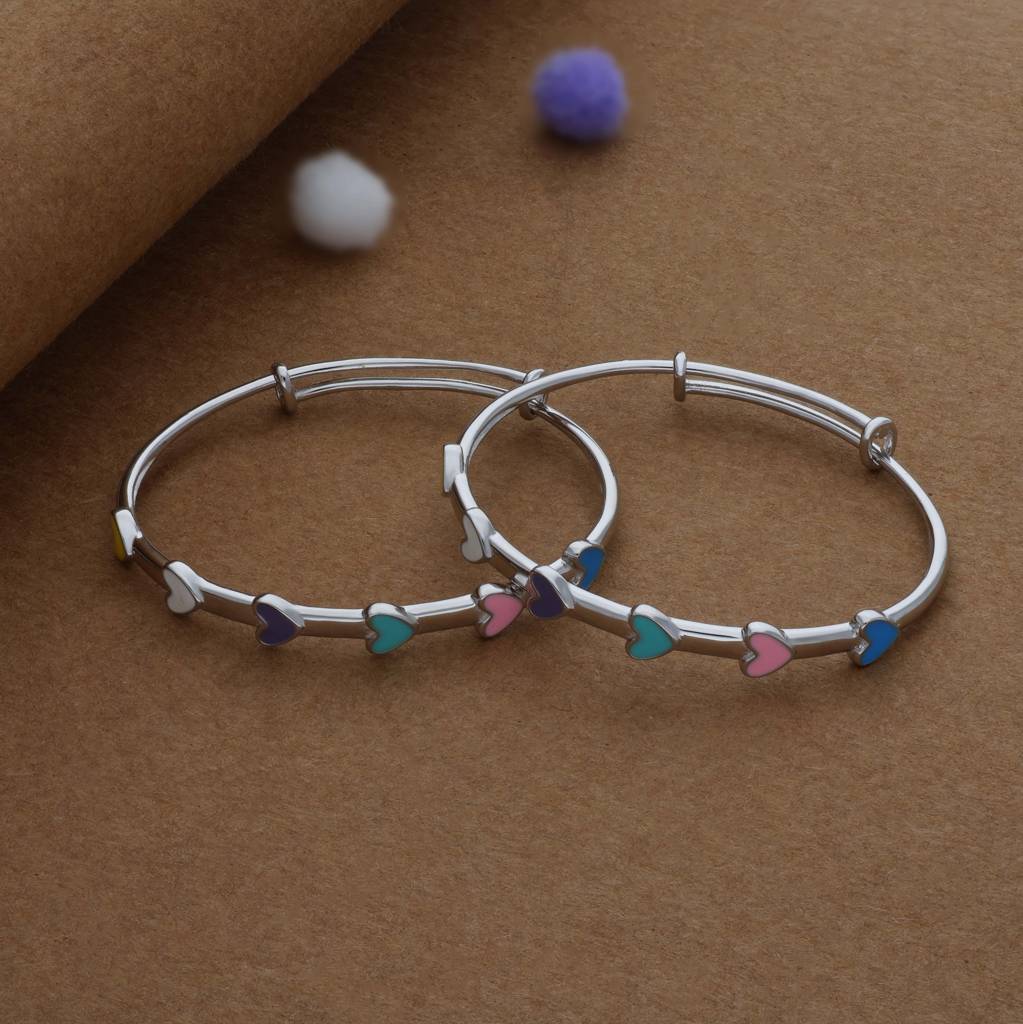 Iyal Heartbeat Cluster 925 Silver Kids Bangles (0-5 Years) : KB-CC-RH-U-310-S