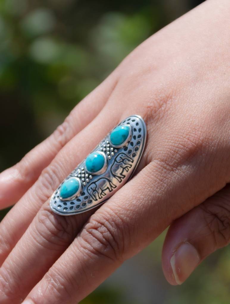 925 Sterling Silver Turquoise Ring For Women | Gemstone Ring | Handmade Silver Jewelry | Elegant Daily Wear Gift : FU-1315