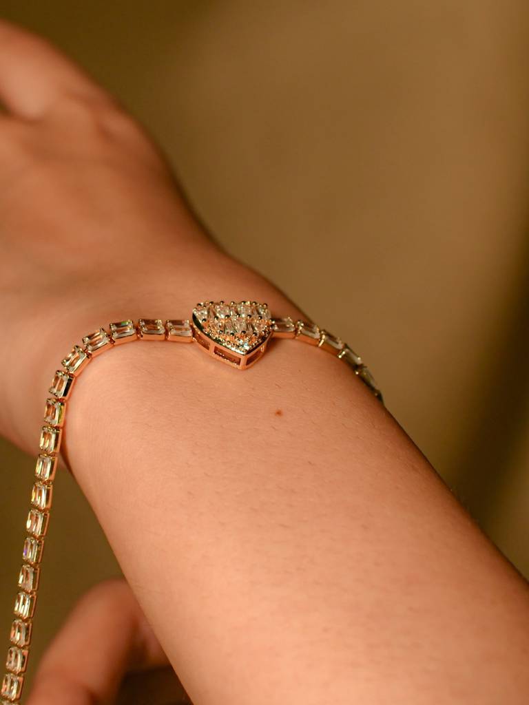 Heart Moissanite Tennis Bracelet Â 18Kt Gold Plated : ATCB530HMTB