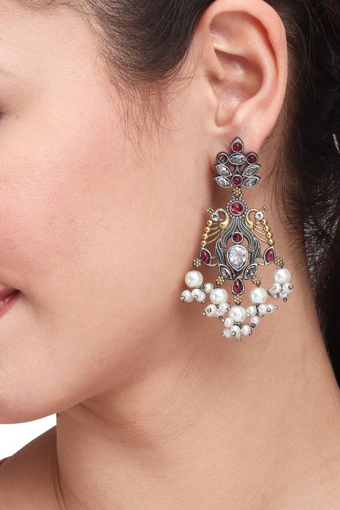 Dual Tone Drop Earring : F23MHER032SLV