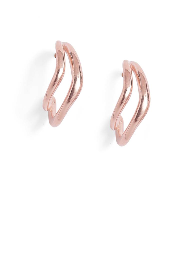 18Kt Rose Gold Plated Curved Half Hoop Earring : FJE5793