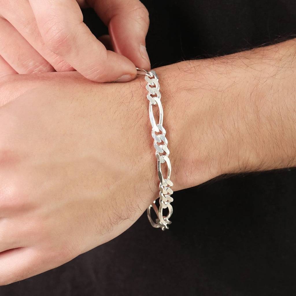 Timeless Silver Elegance 925 Sterling Silver Plated Bracelet For Him : BR-80300-S